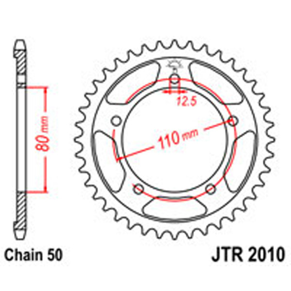 JT JT Rear Sprockets R/W 2010-46T TRI (334)